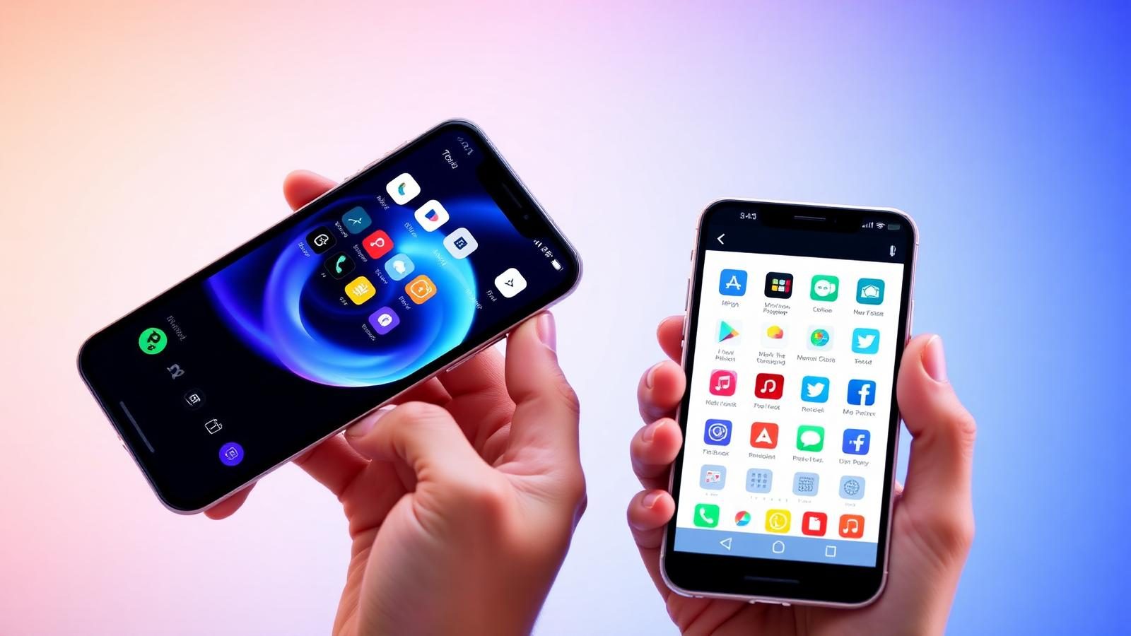 Mobile app UI designs displayed on multiple smartphone screens