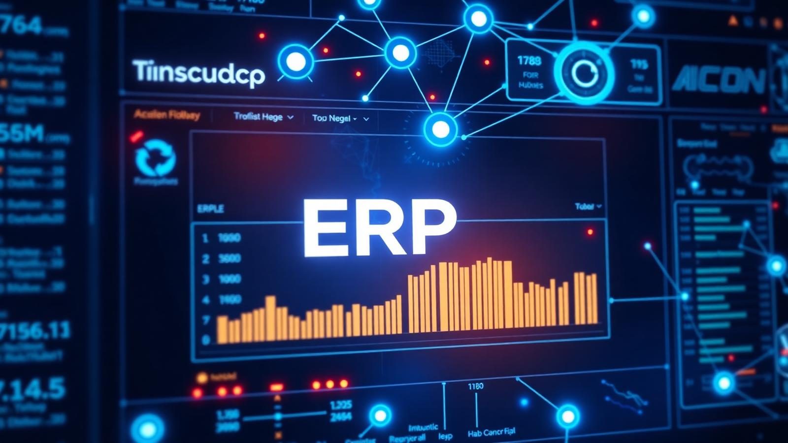 EBS ERP platform dashboard showing HR, sales, inventory and finance modules